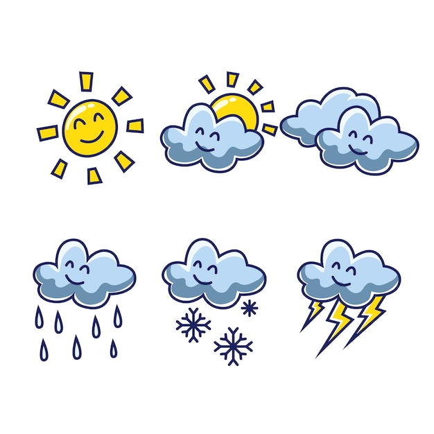 Premium Vector | Weather cartoon set